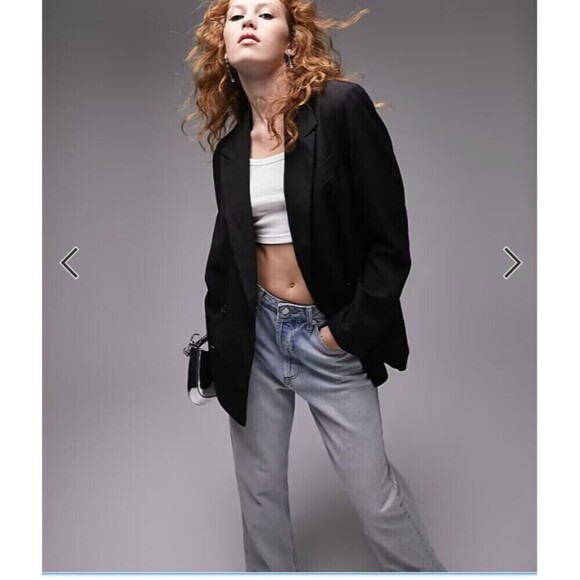 Topshop Double breasted black oversized blazer size 4 - Picture 11 of 14